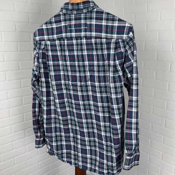 Duluth Shirt Men Large Blue Red‎ Black Plaid Flannel Trim Fit Classic Work VTG - Picture 3 of 9
